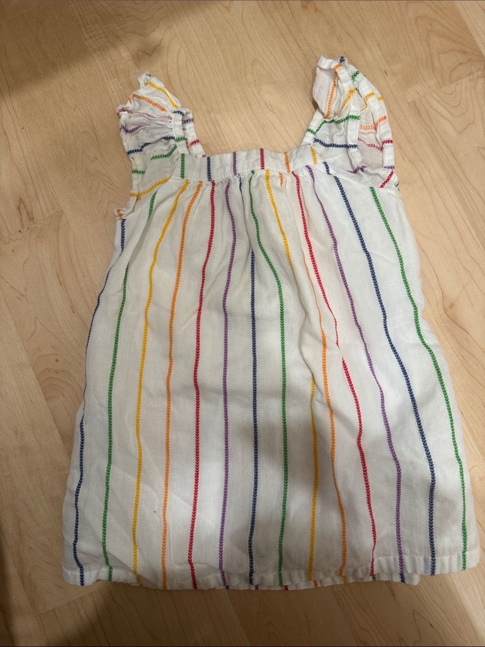Tucker + Tate White Tank Top with Rainbow Stripe Ruffle Straps